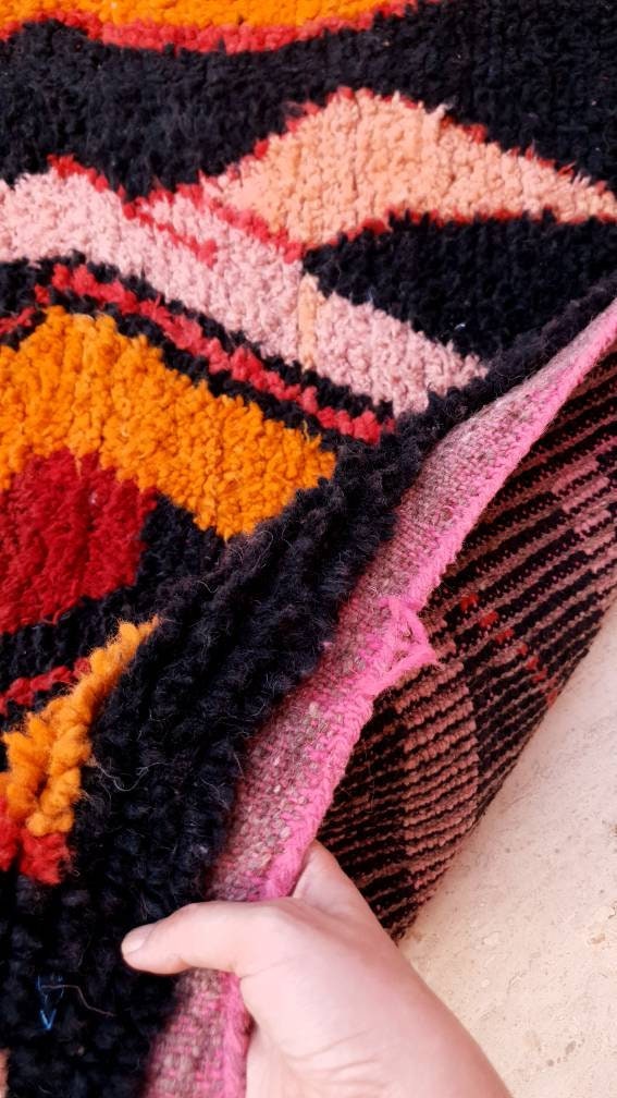 50% OFF CLOSING SALE Beautiful Moroccan rug 6.5x10.2 Gorgeous Abstact black large Beni Ourain Rug, bedroom rug living room rug