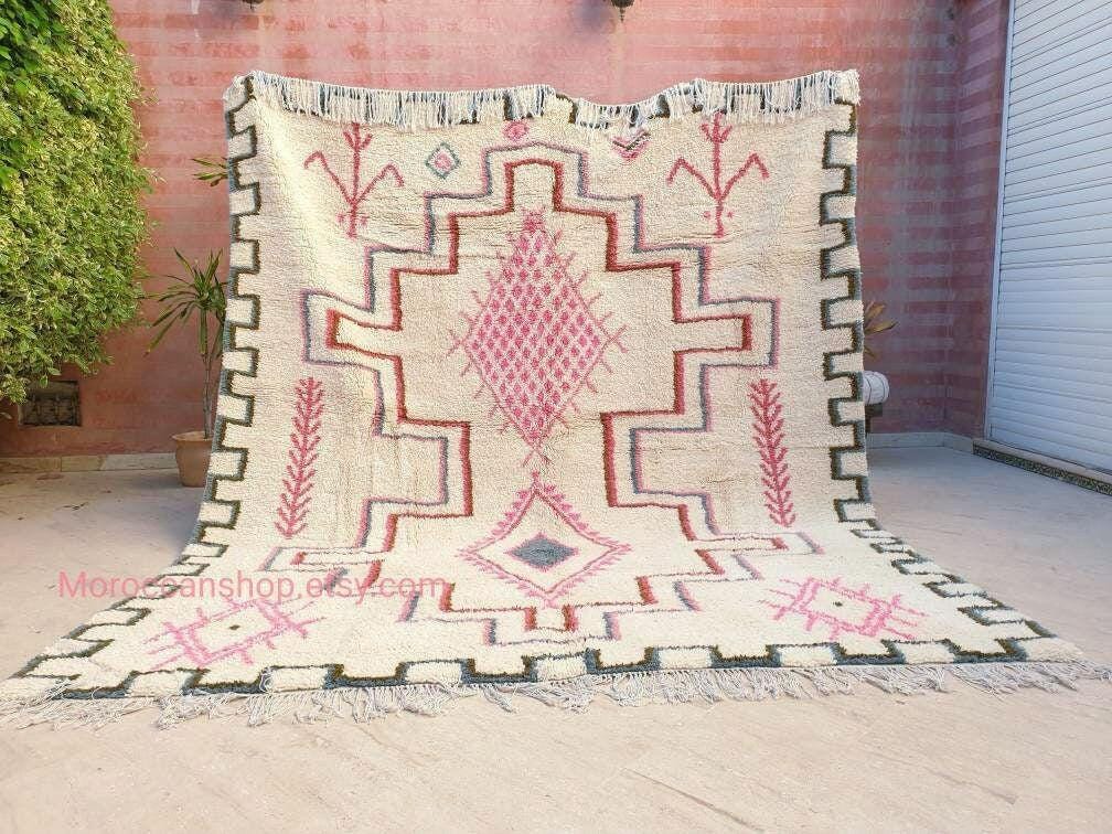 Stunning Moroccan Rug 8.6x10.1 Softest  Azilal Rug, By Me Authentic Atlas Wool Rug, arge berber Pink bedroom rug