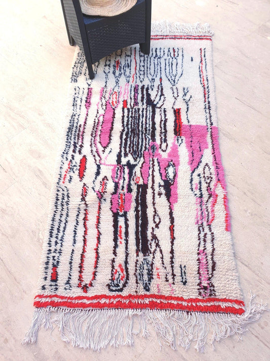 50% OFF CLOSING SALE Vintage Moroccan Rug Gorgeous Abstract Colorful Pink Area Rug | Unique Azilal Berber Bedroom rug