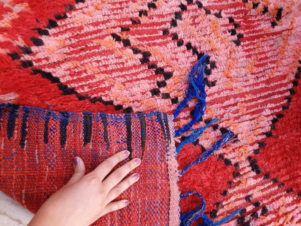 50% OFF CLOSING SALE Vintage Moroccan rug 5x8.7 Precious boujaad rug blush red carpet, Incredible Unique tribal living room rug
