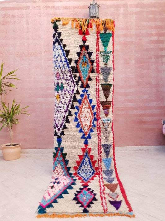 50% OFF CLOSING SALE Vintage Moroccan rug 2.5x9.2 Runner rug | Retro Abstract hallway rug boujaad boujad rug colorful rug entryway rug