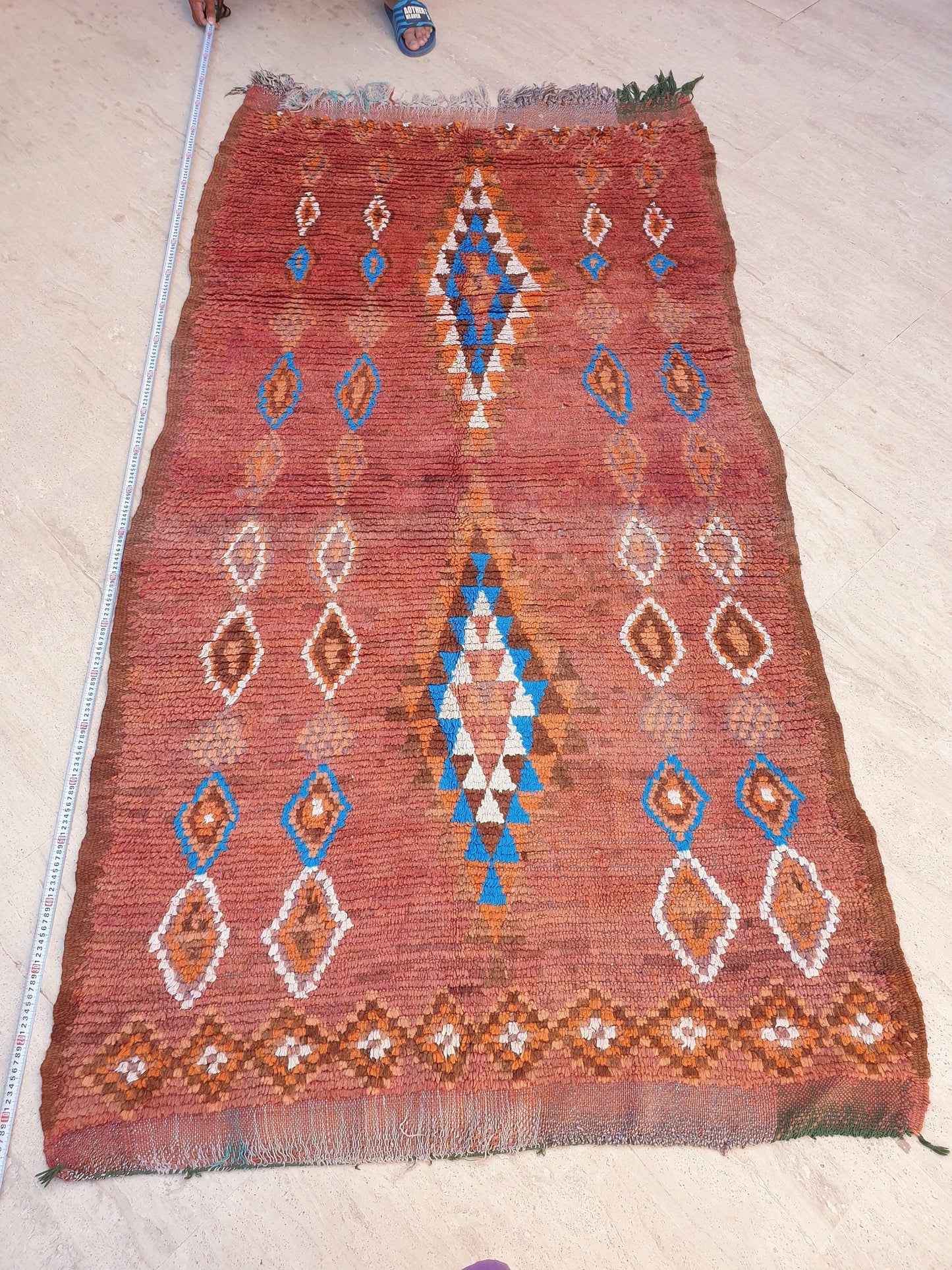 50% OFF CLOSING SALE Precious Vintage Moroccan Rug 4.3x8 "Cinnamon Delight" Brown boujaad rug, terracota earth tones rug