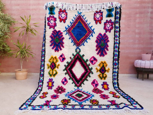 Gorgeous Moroccan Rug  by ME 5.3x8.3 designer Soft Berber Azilal Rug, beni ourain rug, Nursery rug bedroom living room rug