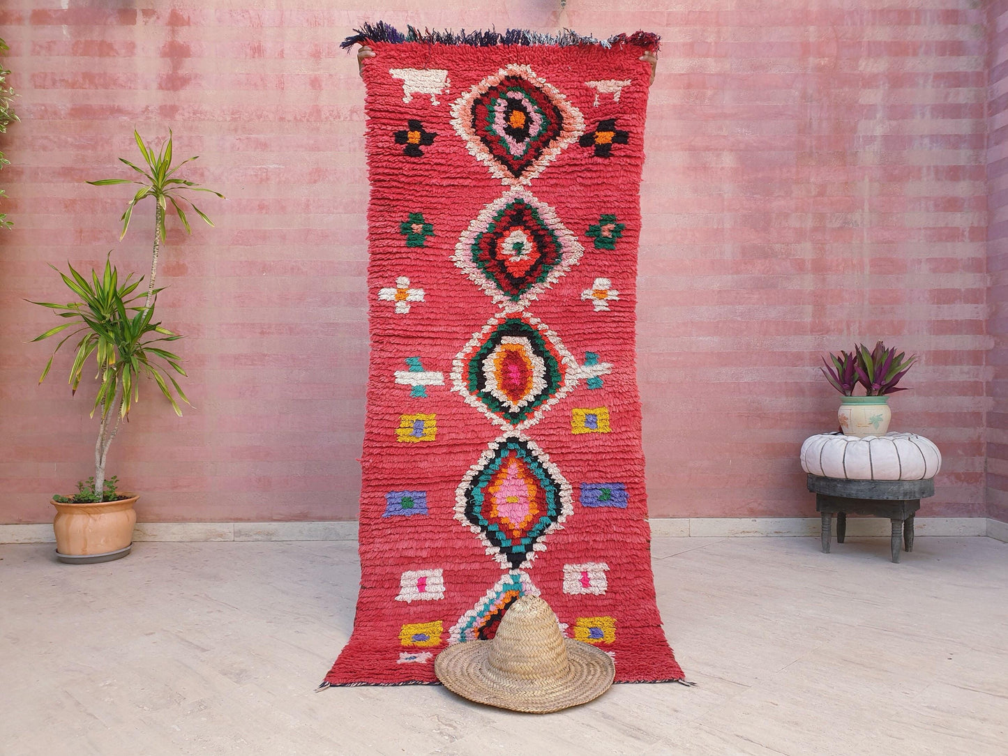 50% OFF CLOSING SALE Moroccan Runner Rug 3x7 Super Pretty Colorful Boujaad rug "HappY"  Super unique soft rug living room rug