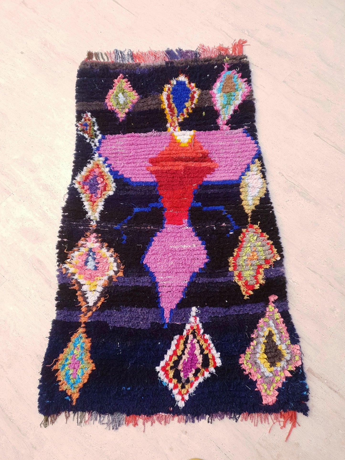 Stunning Moroccan Rug 3.2x5.9 LADY IN RED Gorgeous tribal Rug | Artistic Berber Rug | colorful boujaad Rug | office rug | Blush Boujaad Rug