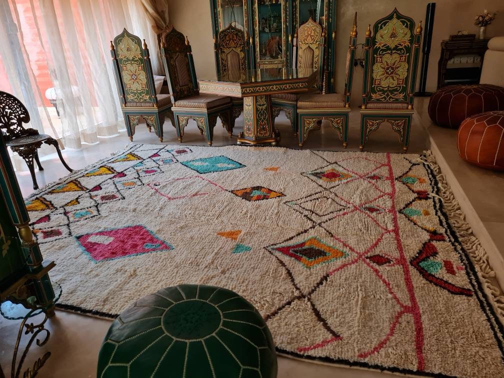 Gorgeous Moroccan Rug, 9x12 Fine Azilal rug by Zayania rugs  bedroom rug living room rug children room rug