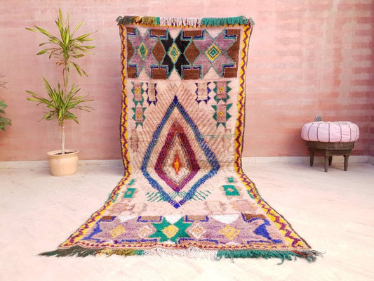 50% OFF CLOSING SALE Vintage Moroccan Rug, Majestic boujaad rug 4.5x10.5 Large area rug Vintage Rug Moroccan rug Bedroom Purple Orange Rug