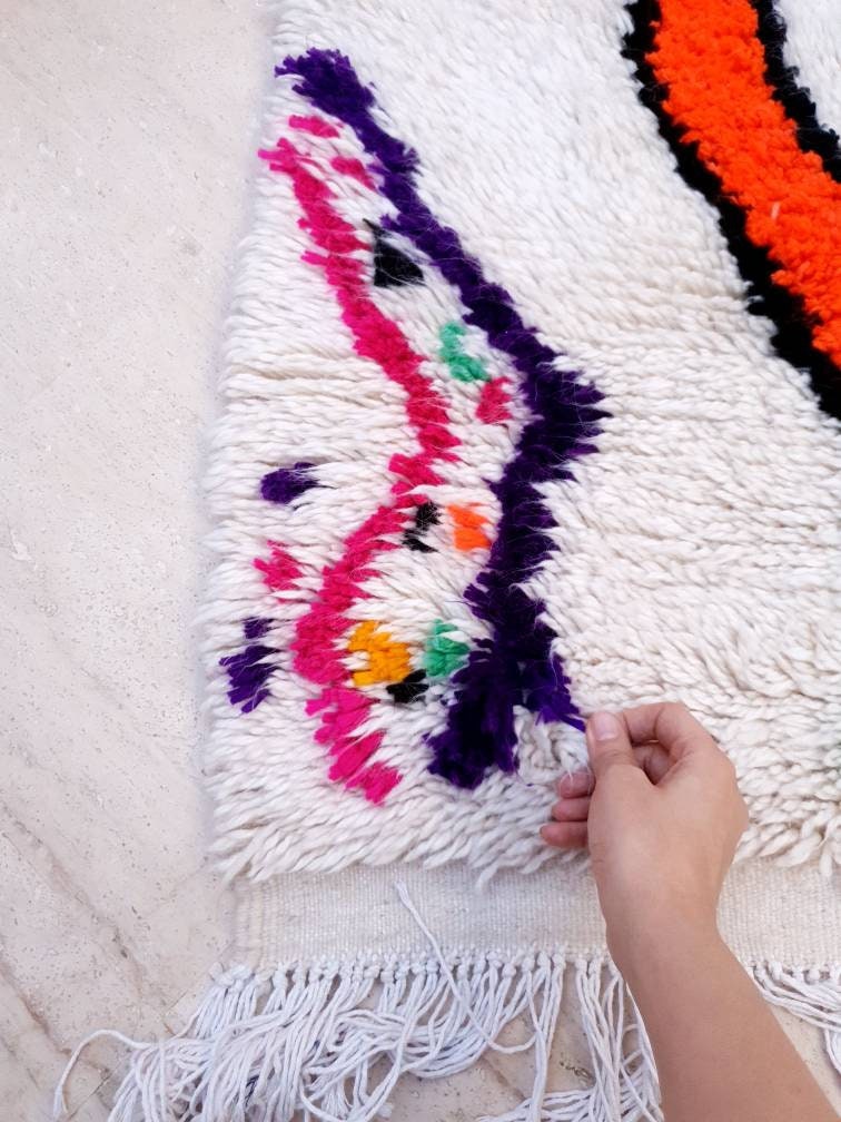 Finest Moroccan rug 4.3x5.9 Gorgeous  Authentic Azilal rug, Softest Berber rug, Colorful bedroom rug bedside rug Abstract rug