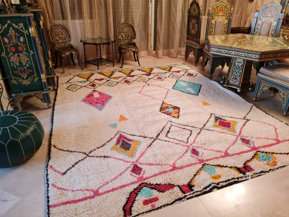 Gorgeous Moroccan Rug, 9x12 Fine Azilal rug by Zayania rugs  bedroom rug living room rug children room rug