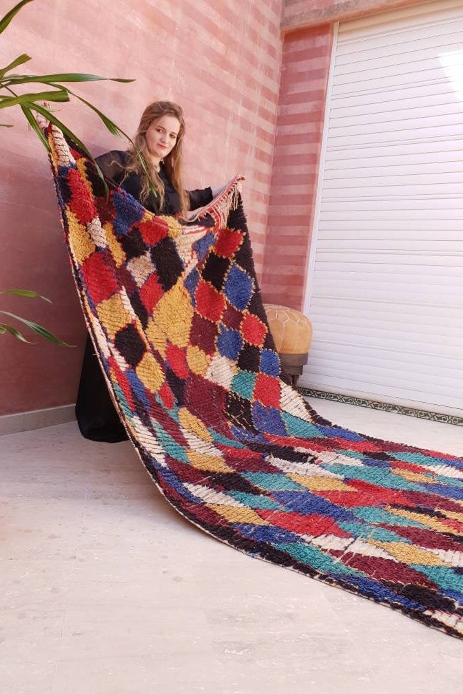 Vintage Moroccan Rug 5.2x9.5 Antique Azilal rug, Genuine Vintage Berber Rug