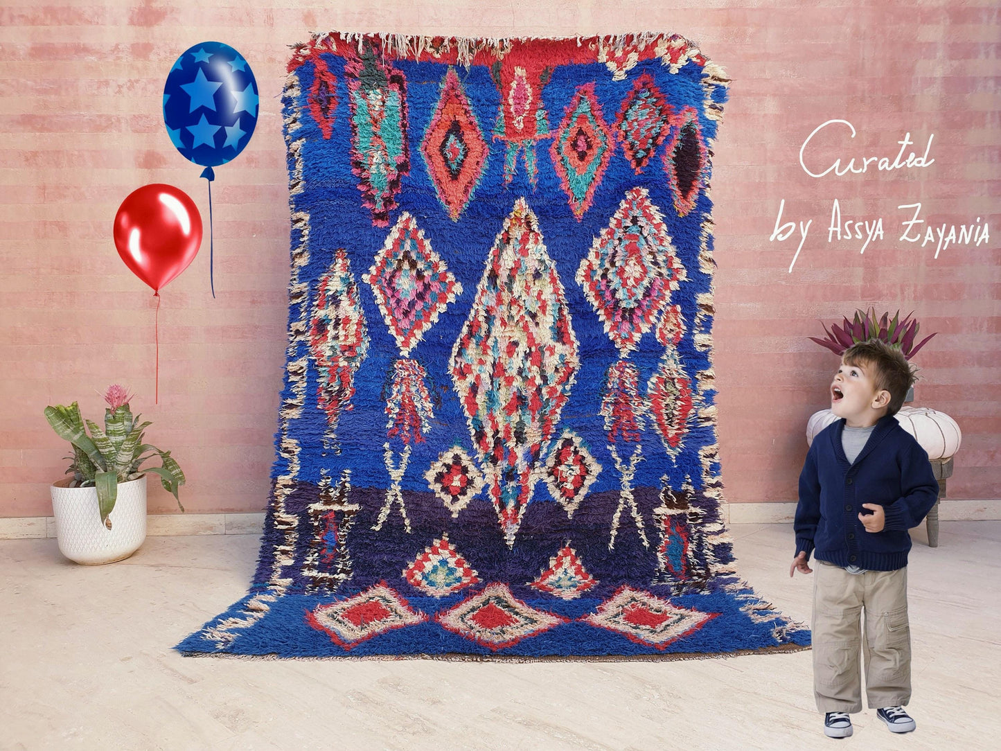 50% OFF CLOSING SALE Majestic Vintage Moroccan rug 5.2x8 "Blue Orchid" Unique Stunning blue Azilal Berber rug, boujaad rug boucherouite rug