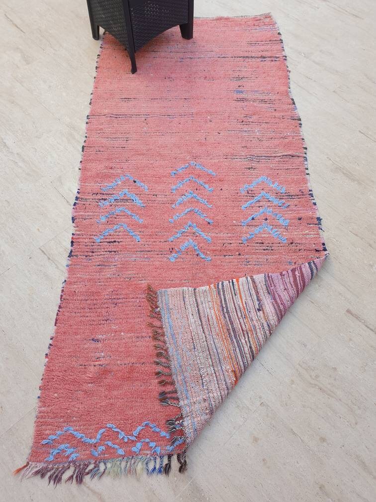 50% OFF CLOSING SALE Vintage Moroccan Rug 4.1x9.2 gorgeous Pink rug Boujaad rug Tribal berber rug boujad rug Cyan Pink berber rug