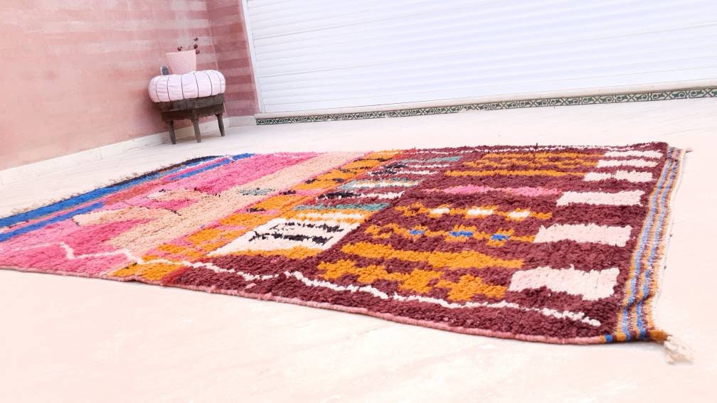 50% OFF CLOSING SALE Gorgeous Moroccan Rug "Sunset in Paradise" 5.4x8.5 Boujaad rug  bedroom rug beni ourain rug Super Pretty Colorful Rug