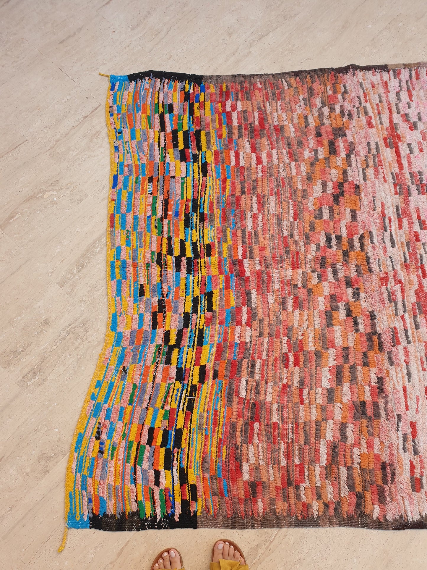 50% OFF CLOSING SALE Vintage Moroccan Rug 5.5x6.5 Stunning Checkered Boujaad Rug, blush berber rug, pink checkered Hallway Rug | accent rug