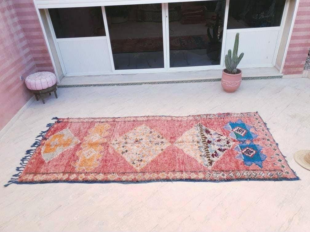 Gorgeous Vintage Moroccan Rug 5x11.5 Marvelous Vintage Boujaad rug | Large Berber rug boujad rug blush beni ourain rug