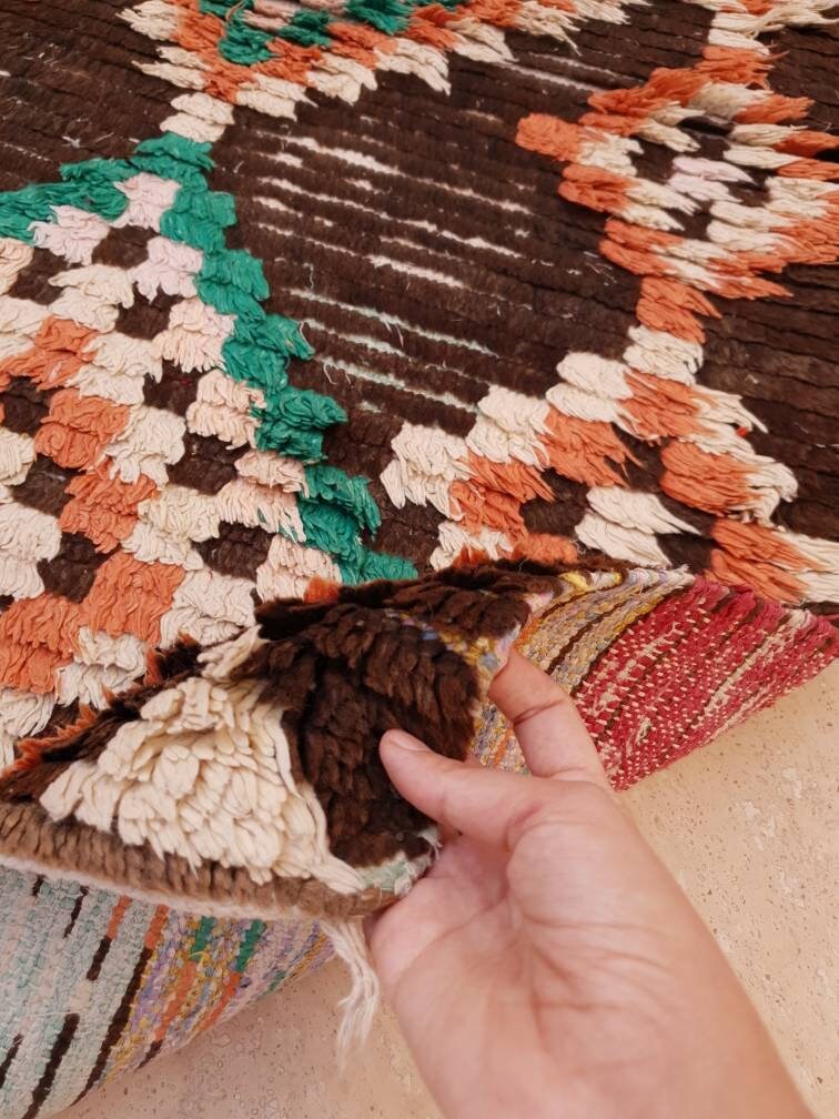 50% OFF CLOSING SALE Vintage Moroccan Rug 2.6x9.2 Brown Boho retro runner Rug Morrocan rug  bedroom rug, living room rug boujaad accent rug