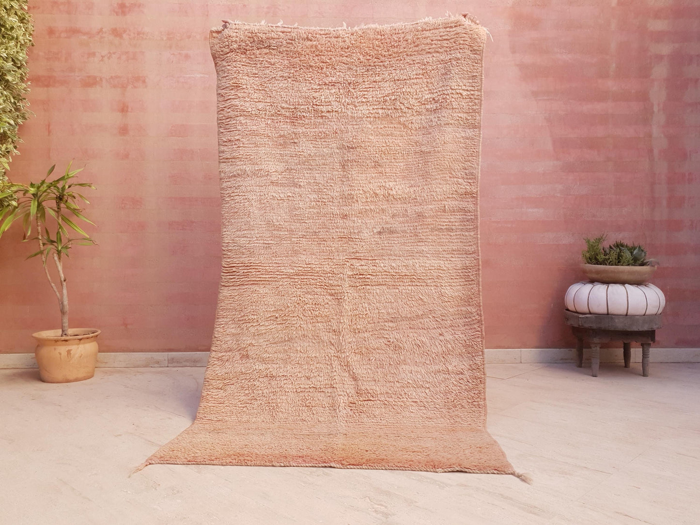 Vintage Moroccan Rug Gorgeous Blush Pink Peac Boujaad rug 3.8x7.2 Sands unique blush soft tones rug, bedroom beni ourain rug faded solid rug