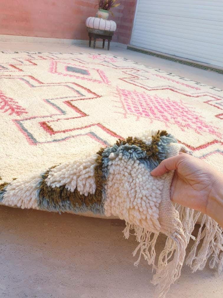 Stunning Moroccan Rug 8.6x10.1 Softest  Azilal Rug, By Me Authentic Atlas Wool Rug, arge berber Pink bedroom rug