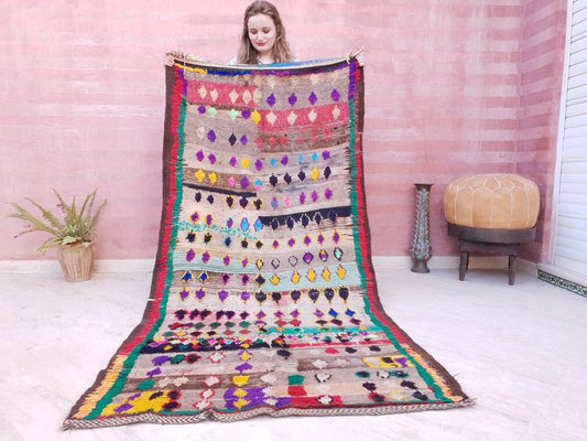 50% OFF CLOSING SALE Vintage Moroccan Rug 3.6x7.5 Unique Rug, midcentury Berber rug, Boujaad rug bedroom rug, colorful living room rug