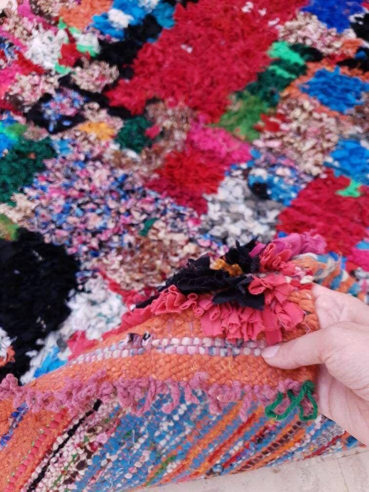 Gorgeous Moroccan Runner Rug 3.3x7.6 Super Pretty Boucherouite rug, Abstract Colorful Hallway rug Artistic Rug Authentic Antique Rug