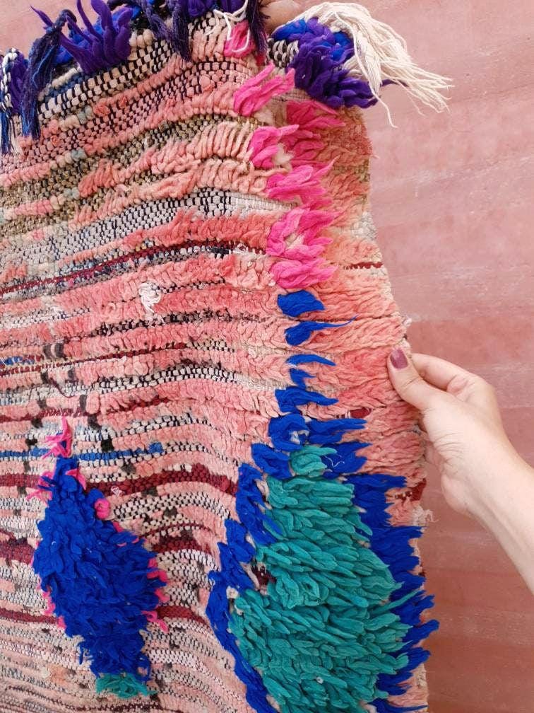 50% OFF CLOSING SALE Vintage Moroccan Rug 4.5x6.7 Gorgeous Abstract boujaad Rug large bedroom rug living room rug, Pink red rug