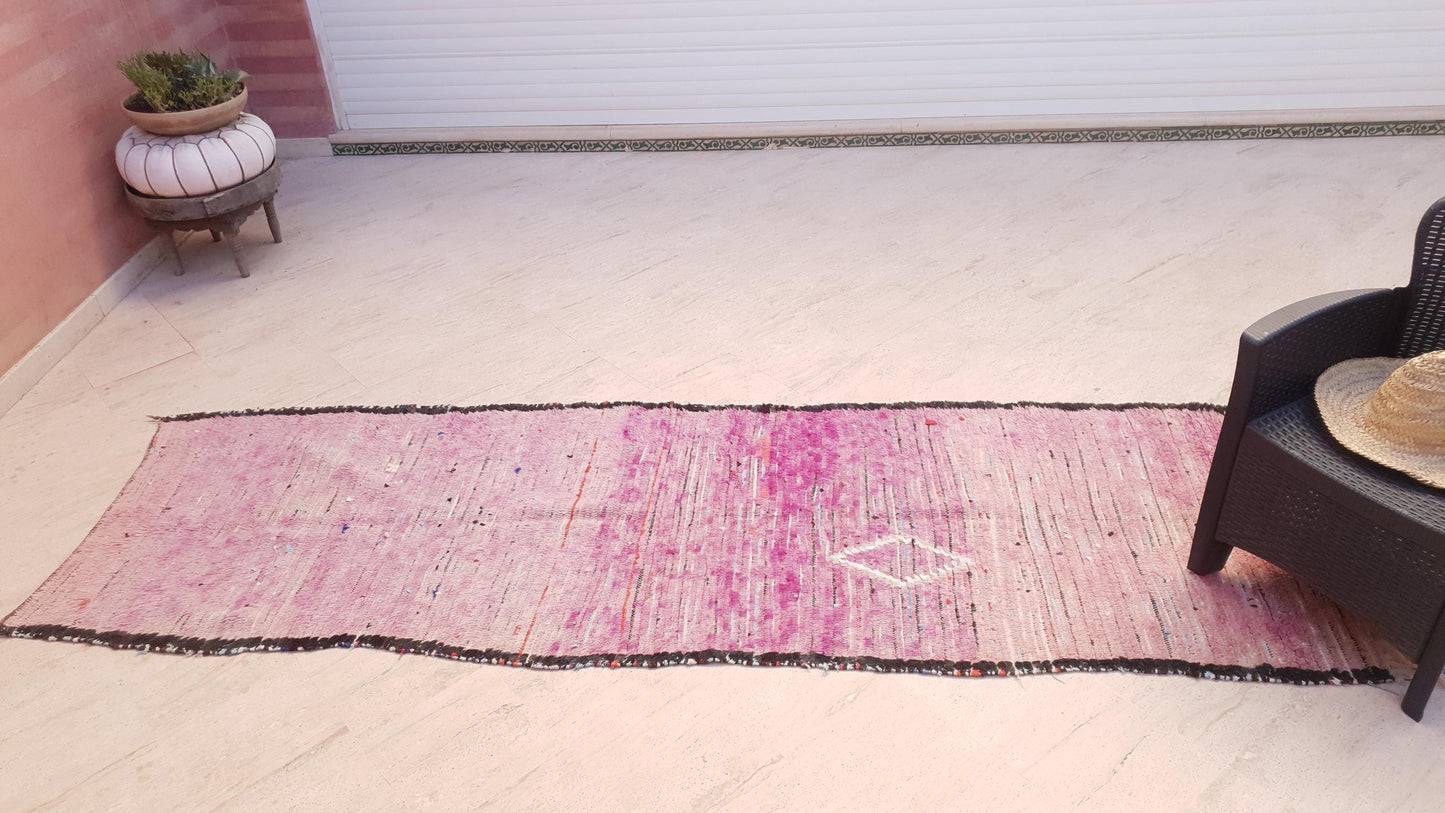 50% OFF CLOSING SALE Vintage Moroccan Runner Rug 3.2x10  Gorgeous Boujaad Rug "Purple Dream" Runner rug Blush mauve Lavender rug