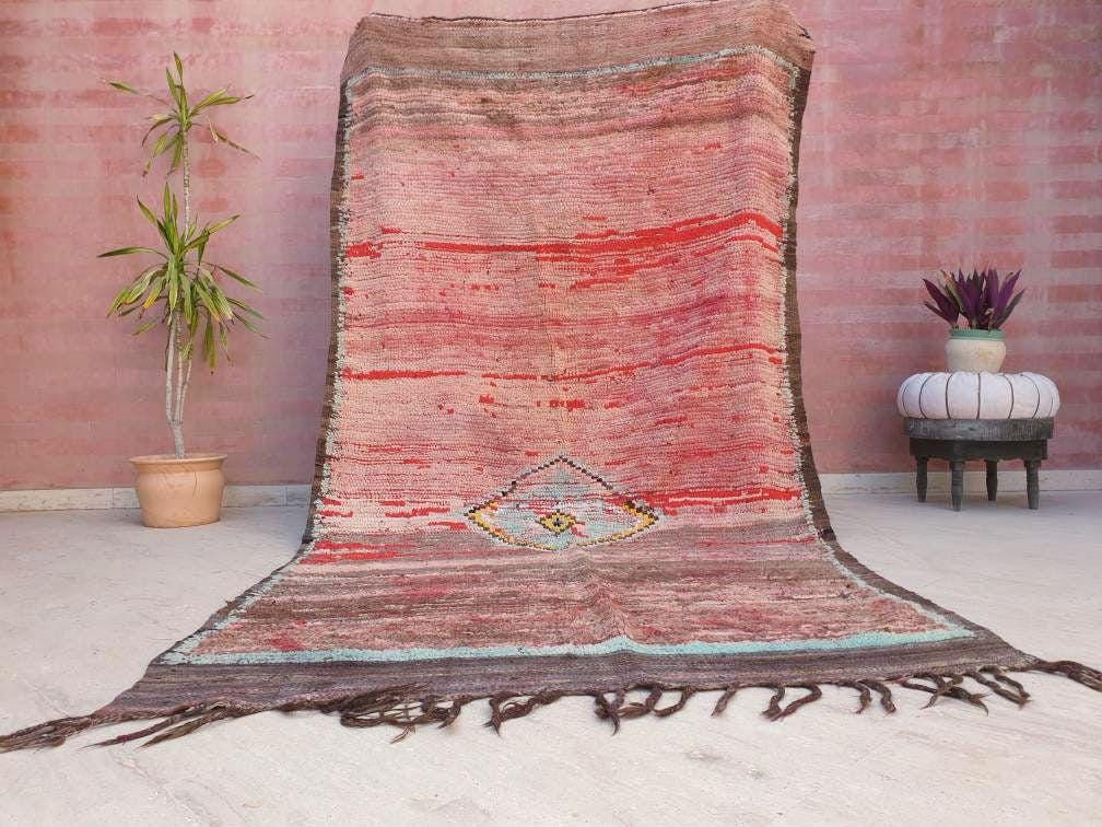 Vintage Moroccan Rug 5.3x10.3 "Blush Sahara" Stunning Blush pink rug | Unique Boujaad rug | blush pink bedroom rug