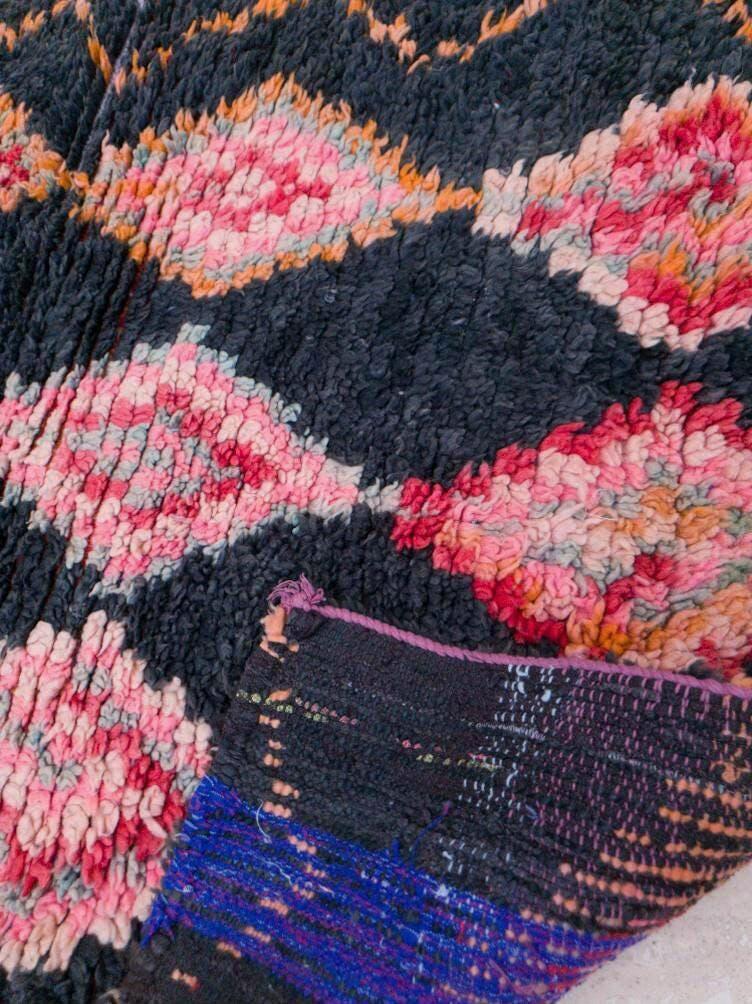 50% OFF CLOSING SALE Vintage Moroccan Rug 3x9 Black Rug, Retro runner Rug, Unique Hallway Rug, boujaad accent rug boucherouite rug