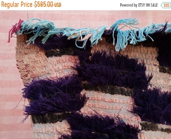 50% OFF CLOSING SALE Vintage Moroccan Rug, Unique Checkered Blush powder Pink and Purple Boujaad Rug boucherouite rug, Unique accent rug