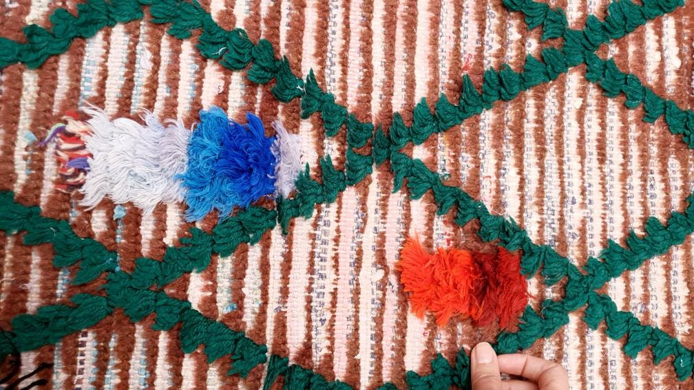 Vintage Moroccan rug 2.9x5.9 Stunning Unique Boujaad rug |  Unique Vintage Boujad Rug | Artistic bedroom Berber rug