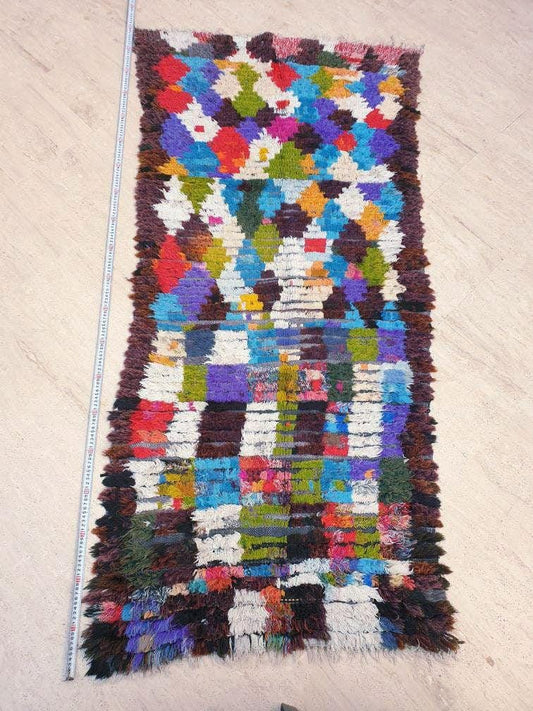 50% OFF CLOSING SALE Vintage Moroccan Rug 2.8x6.3 Gorgeous Colorful boujaad Rug colorful rug bedroom rug Abstract bright carpet