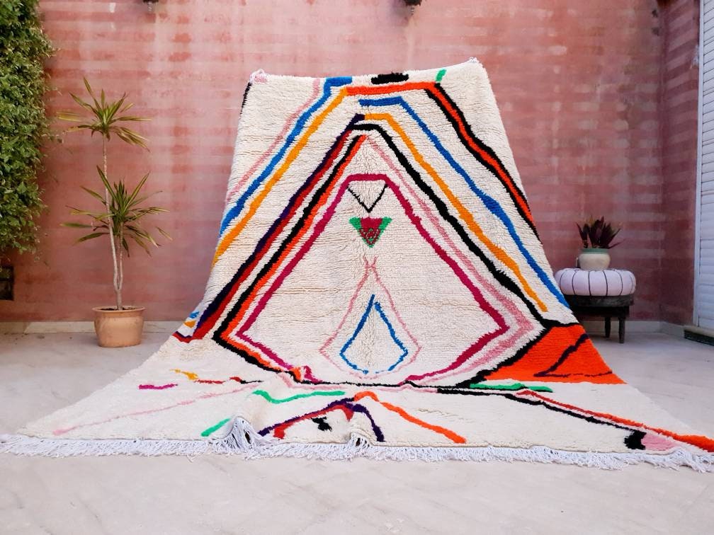 Softest Moroccan rug, 8.3x10 Gorgeous Large Azilal rug Authentic Berber morrocan rug Colorful rug bedroom rug