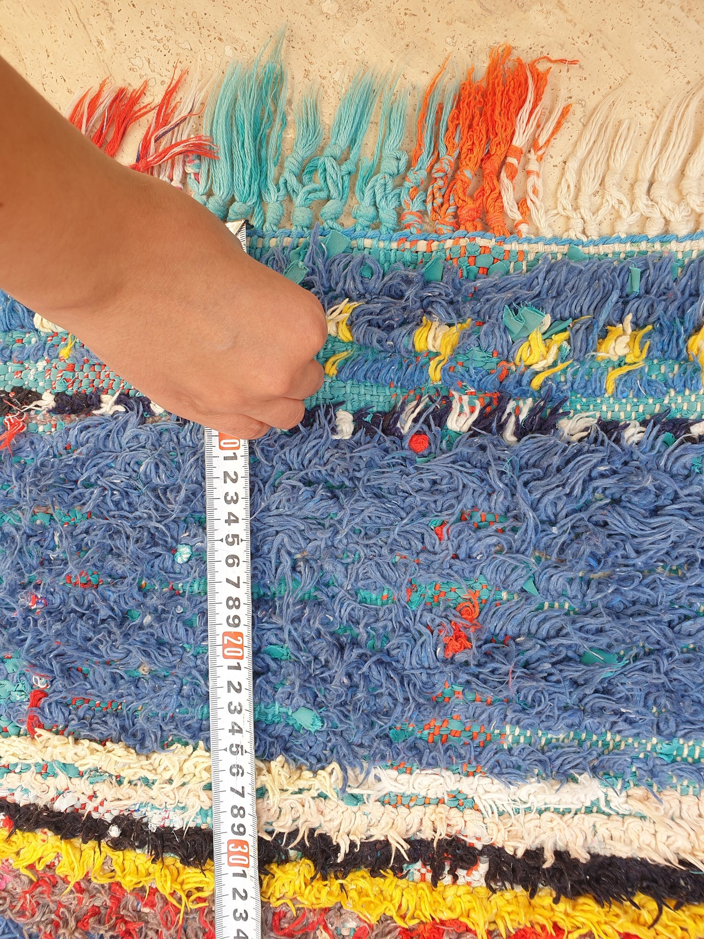Vintage Moroccan Rug 3.2x7.8 Gorgeous Blue Pink Rug Boujaad Rug, fushia turquoise artistic Rug, boho boujaad rug