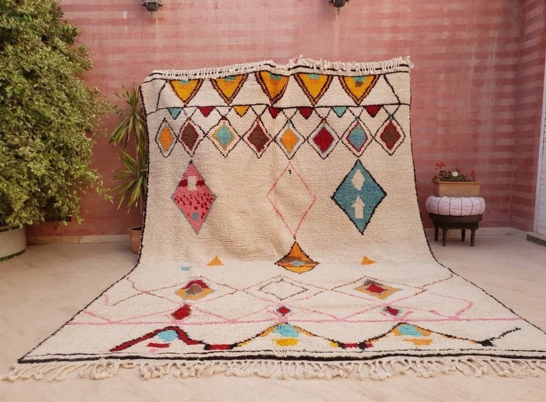 Gorgeous Moroccan Rug, 9x12 Fine Azilal rug by Zayania rugs  bedroom rug living room rug children room rug