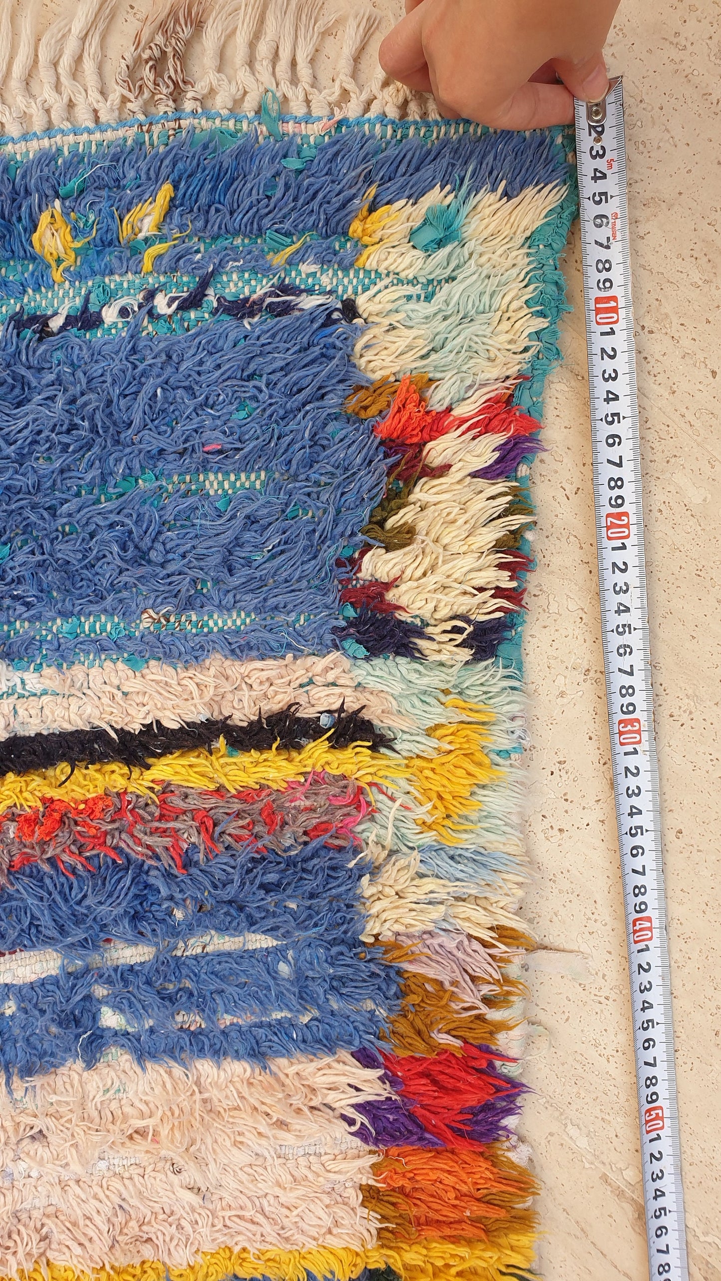 Vintage Moroccan Rug 3.2x7.8 Gorgeous Blue Pink Rug Boujaad Rug, fushia turquoise artistic Rug, boho boujaad rug