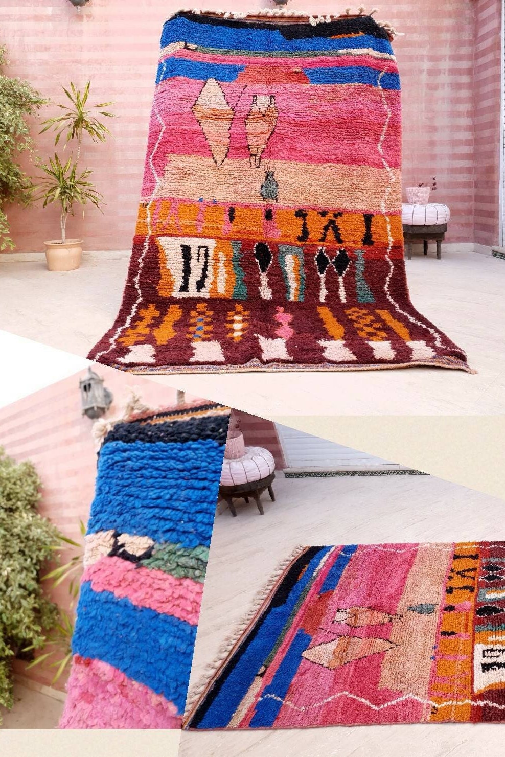 50% OFF CLOSING SALE Gorgeous Moroccan Rug "Sunset in Paradise" 5.4x8.5 Boujaad rug  bedroom rug beni ourain rug Super Pretty Colorful Rug