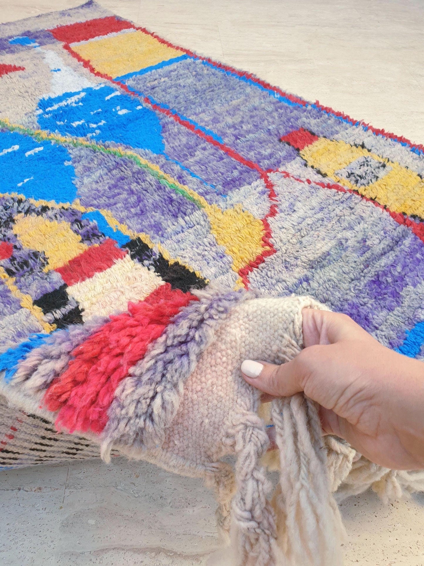 50% OFF CLOSING SALE Gorgeous Moroccan Rug boujaad rug 4.1x6.3 Purple Wool rug, living room rug, Unique Abstract Red Yellow rug bedroom rug