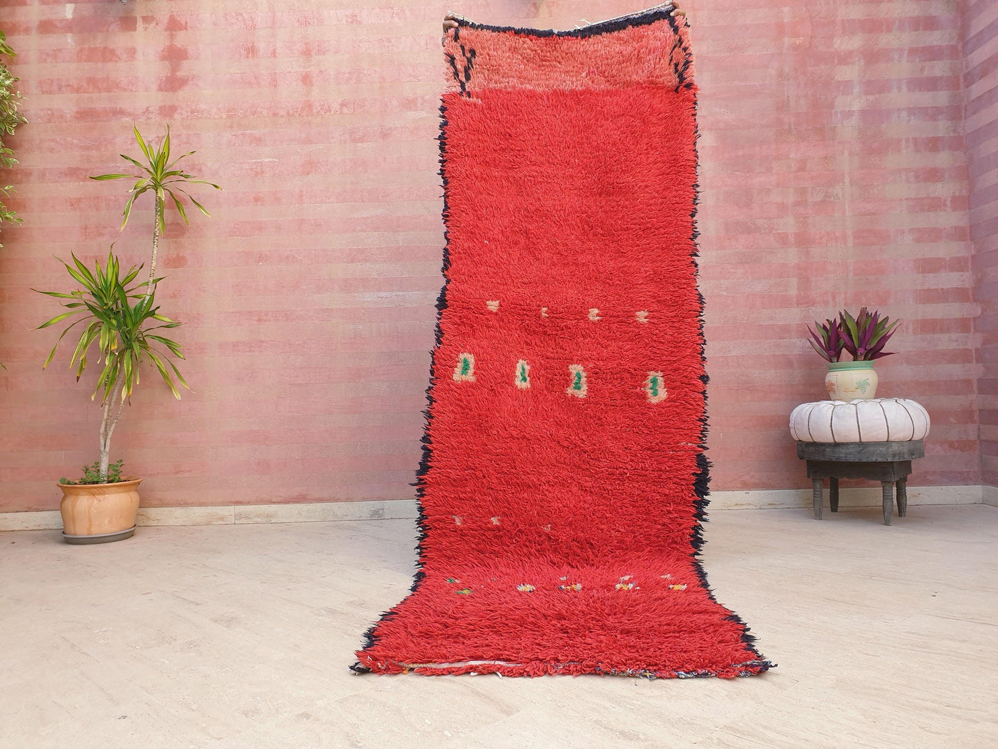 50% OFF CLOSING SALE Vintage Moroccan Rug 3x9.2 Gorgeous Unique Red Boujaad Statement Runner Rug, red living room rug Abstract rug