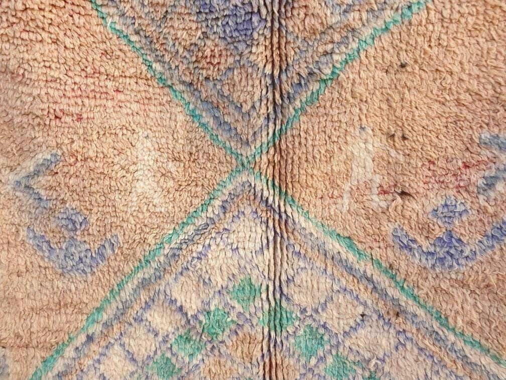 50% OFF CLOSING SALE Vintage Moroccan Rug 5.4x7 Marvelous large cream rug Latté Boujaad Teal Beige rug, pastels morocan rug, squarish carpet