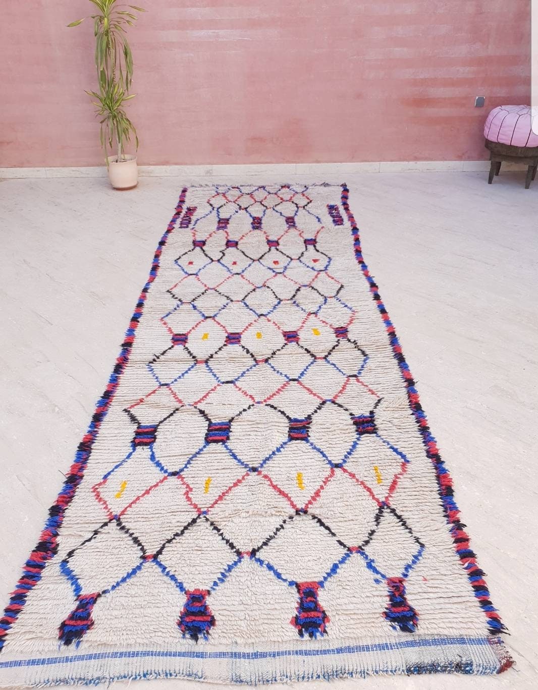 Vintage Morrocan Rug,  large Moroccan area rug, 4.25×13 ft Azilal Rug, bedroom rug, living room rug, tribal rug, boujaad rug