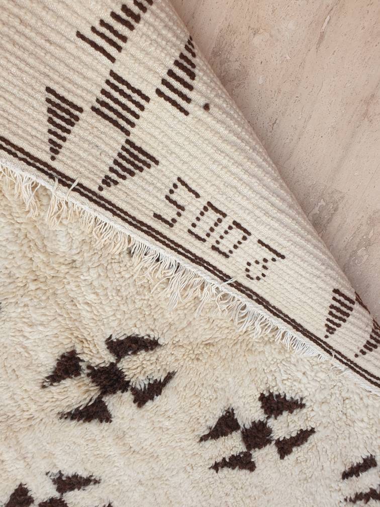 Vintage Moroccan Rug | 5.8x8.8 Stunning Authentic Vintage Beni Ourain Rug | Offwhite Cream Brown Unique Berber rug