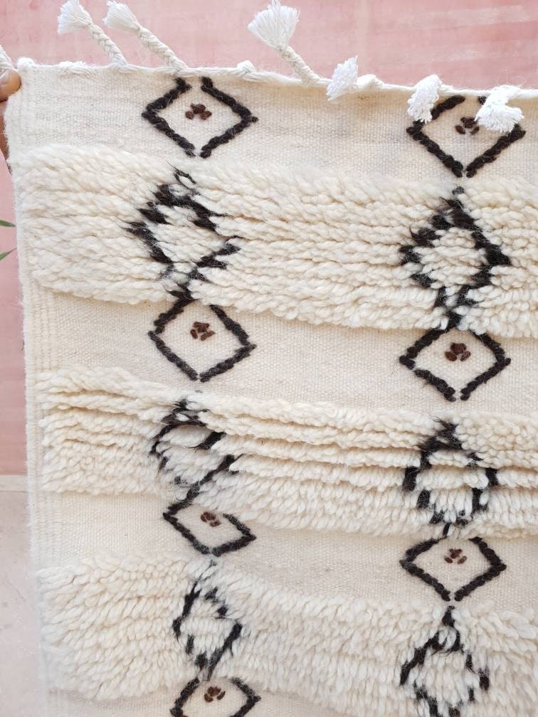 Moroccan Rug, fine unique Berber wool rug 3x5 , bedroom rug living room rug nursery rug beni ourain rug bedside rug handmade rug