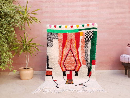 Moroccan rug 3.5x5.6 Fine Azilal rug, Authentic Berber morrocan rug, bedroom rug living room rug bedside rug children rug boho rug