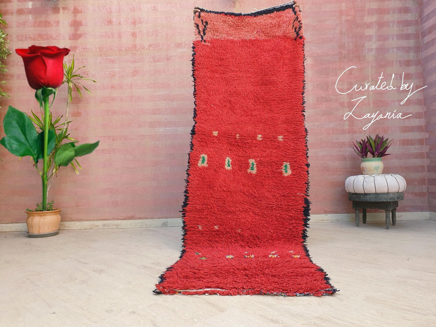 50% OFF CLOSING SALE Vintage Moroccan Rug 3x9.2 Gorgeous Unique Red Boujaad Statement Runner Rug, red living room rug Abstract rug