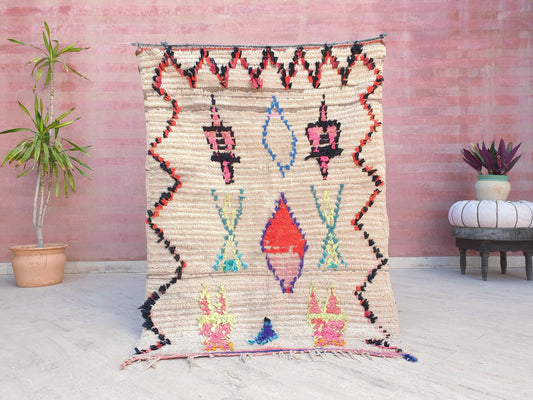 50% OFF CLOSING SALE Vintage Moroccan Rug 3.3x4.5 Gorgeous  boujaad Rug blush pink Colorful rug Antique rug living room rug beni ourain rug