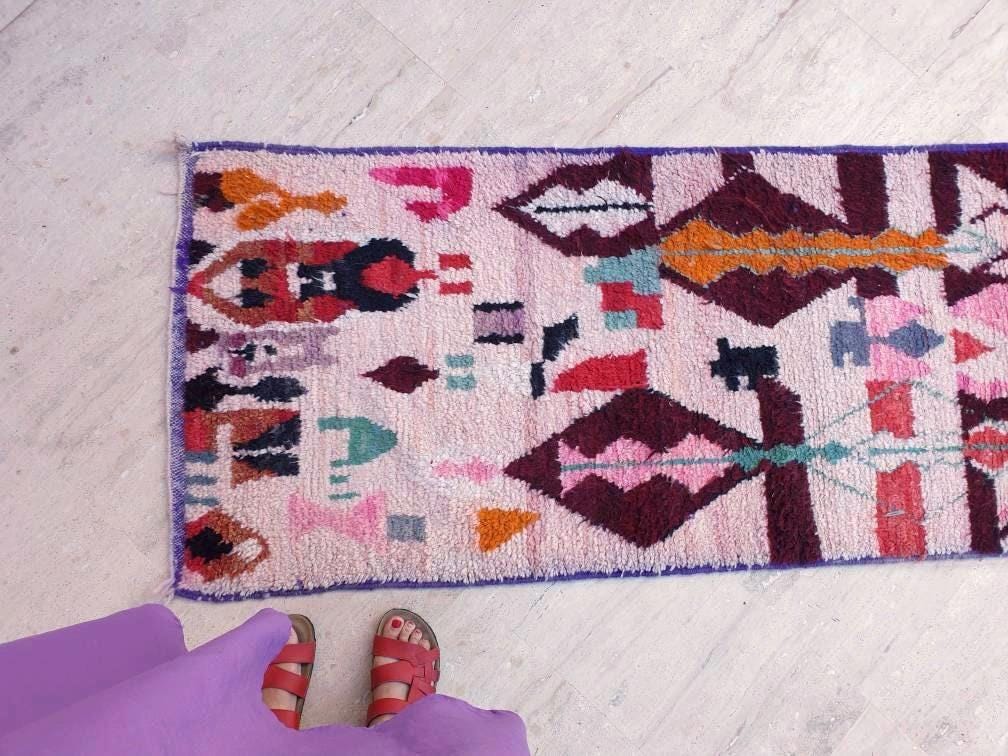50% OFF CLOSING SALE Gorgeous Moroccan rug 2.3x12.8 "Cocktail Party" Colorful Wool Runner rug, retro style lovely wool hallway boujaad rug