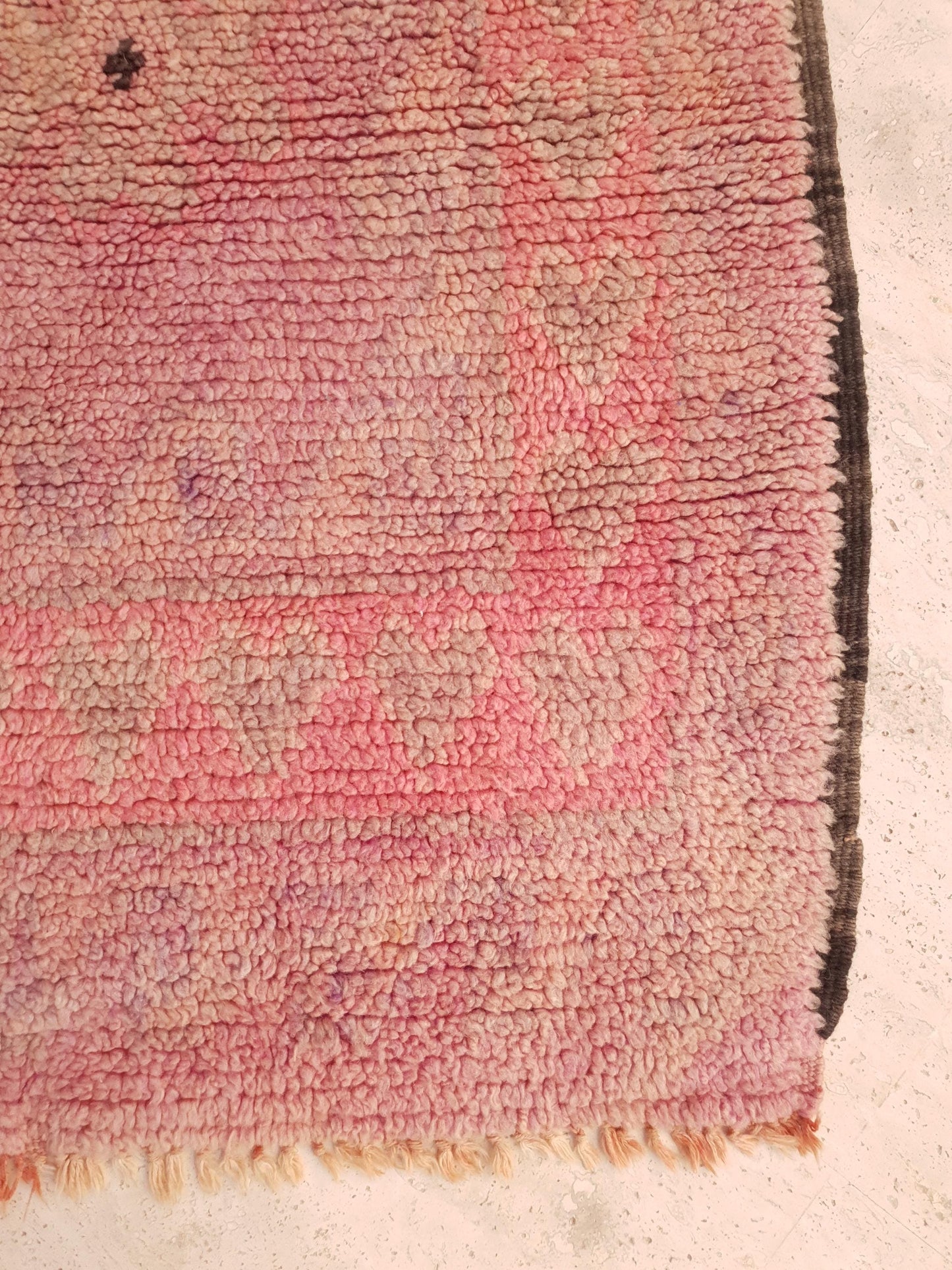 Vintage Moroccan Runner 3.4x10.7 ft • Blush Pink Boujaad Rug with Diamond Symbols • One-of-a-Kind Tribal Berber rug • pastels rug