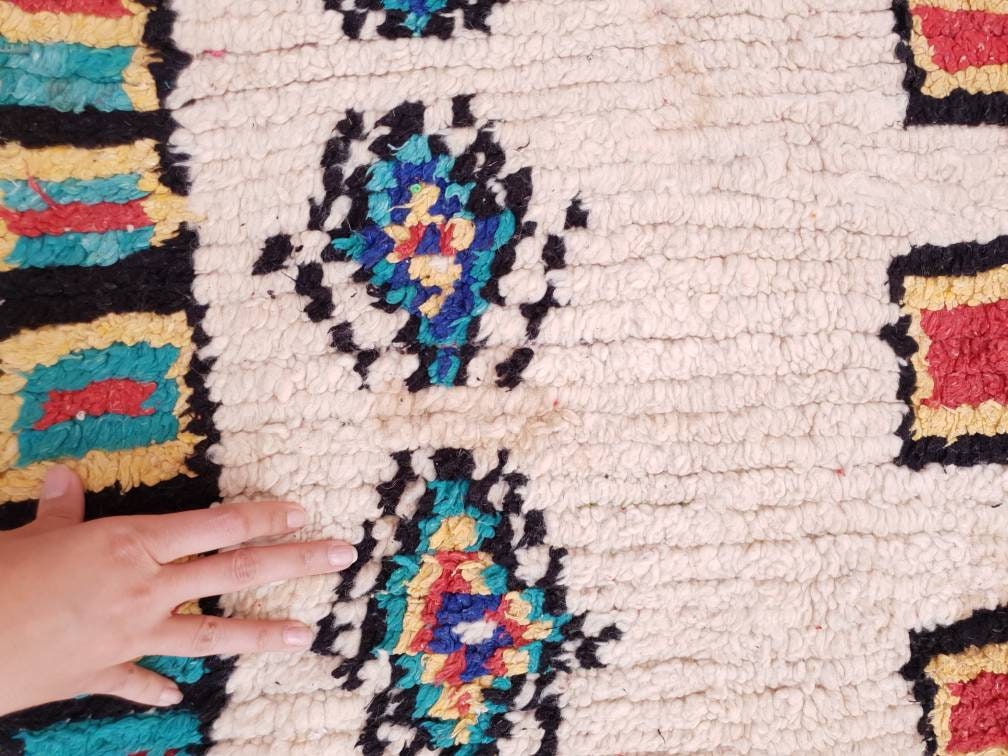 50% OFF CLOSING SALE Vintage Moroccan Rug, Stunning Genuine Unique Azilal Rug 4.6x6.7 Authentic Antique Berber Rug | living room boujaad rug