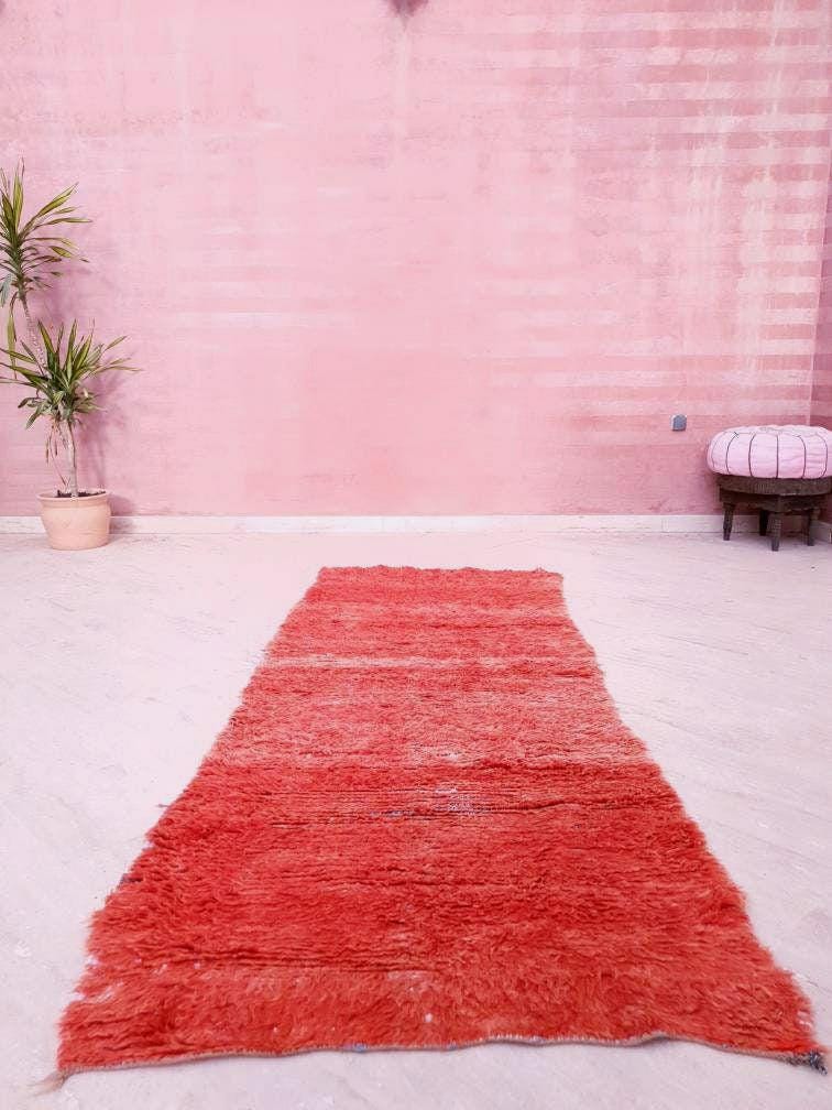 Gorgeous Boujaad runner rug, Artistic Hallway rug, Orange runner rug Authentic Beni mguild rug