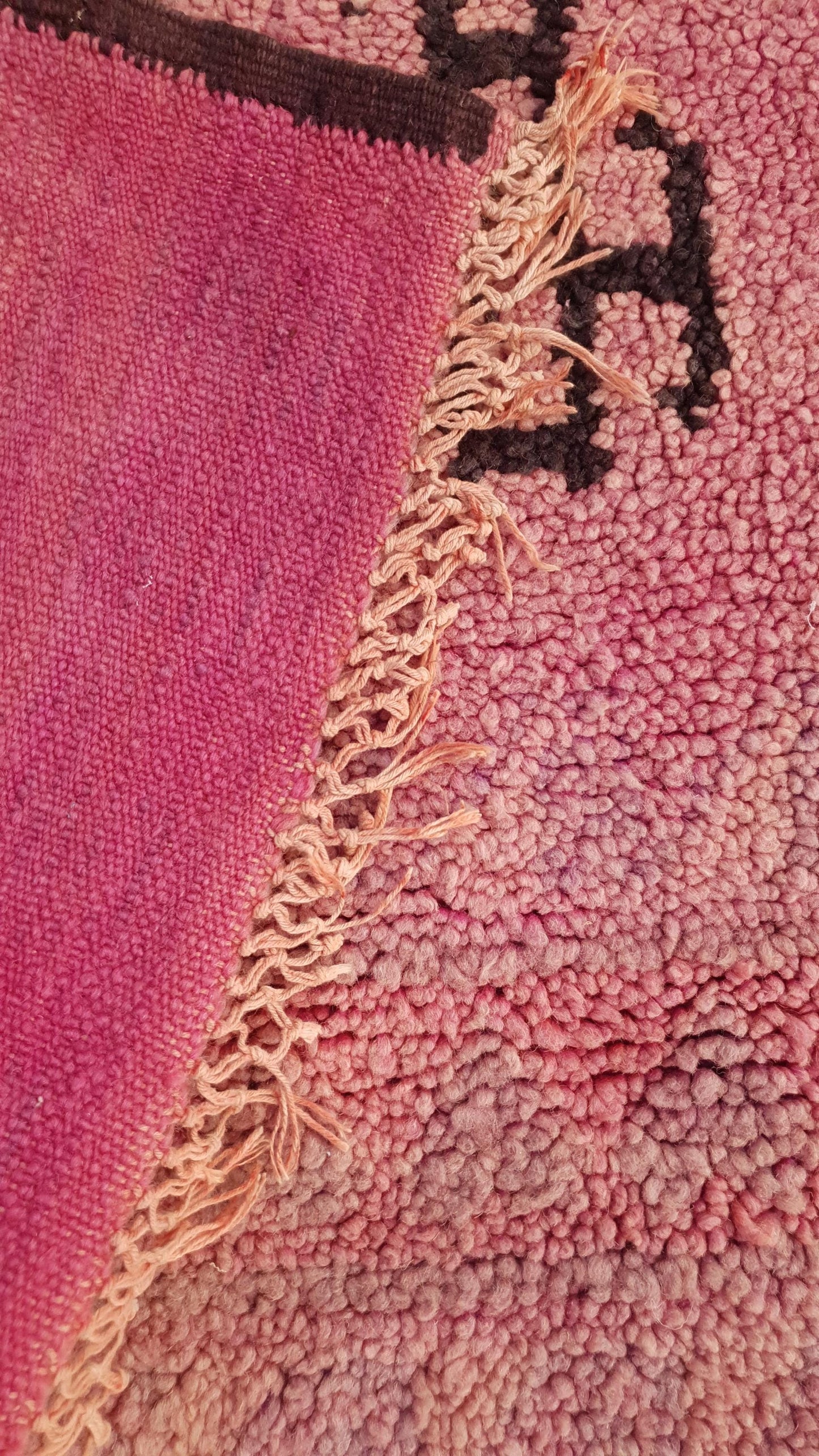 Vintage Moroccan Runner 3.4x10.7 ft • Blush Pink Boujaad Rug with Diamond Symbols • One-of-a-Kind Tribal Berber rug • pastels rug